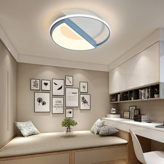 Contemporary Round Acrylic Flush Mount Lamp Led 18/21.5 Wide White/Pink/Blue For Bedroom In