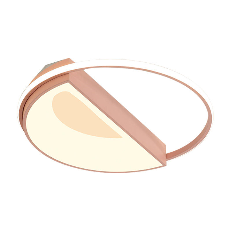 Contemporary Round Acrylic Flush Mount Lamp Led 18’/21.5’ Wide White/Pink/Blue For Bedroom In