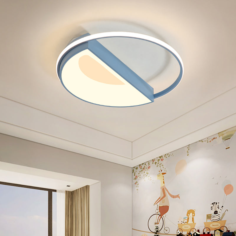Contemporary Round Acrylic Flush Mount Lamp Led 18/21.5 Wide White/Pink/Blue For Bedroom In