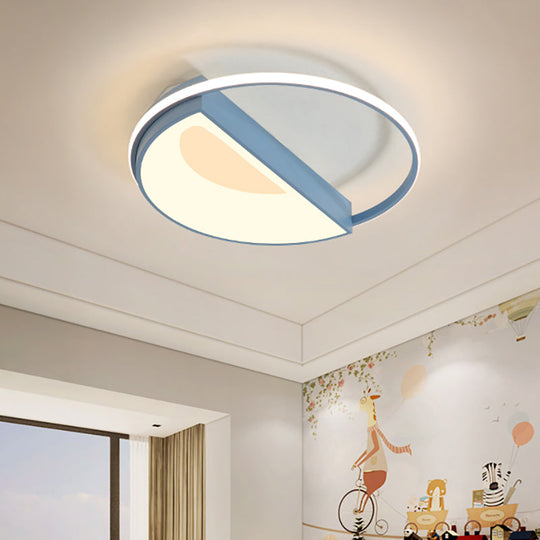 Contemporary Round Acrylic Flush Mount Lamp Led 18/21.5 Wide White/Pink/Blue For Bedroom In
