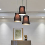 Modern Fabric Cylinder Pendant Light - Black/White/Flaxen 8/11 Wide