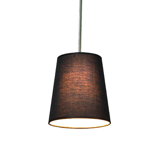 Modern Fabric Cylinder Pendant Light - Black/White/Flaxen 8/11 Wide