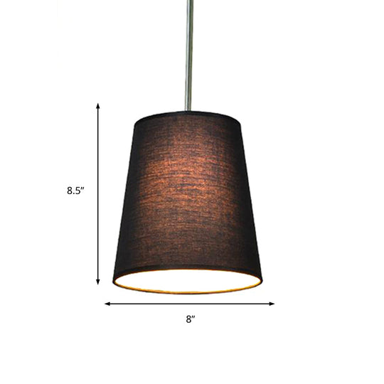 Modern Fabric Cylinder Pendant Light - Black/White/Flaxen 8/11 Wide