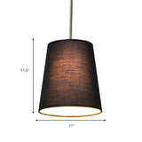 Modern Fabric Cylinder Pendant Light - Black/White/Flaxen 8/11 Wide