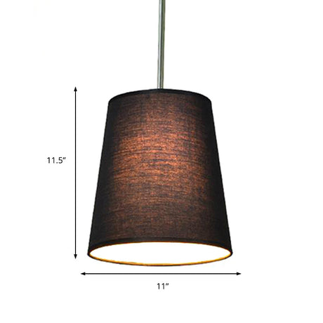 Modern Fabric Cylinder Pendant Light - Black/White/Flaxen 8/11 Wide