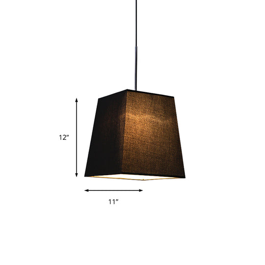 Modern Nordic Trapezoid Fabric Pendant Lamp - 1 Light White/Black/Coffee 8/11 Wide