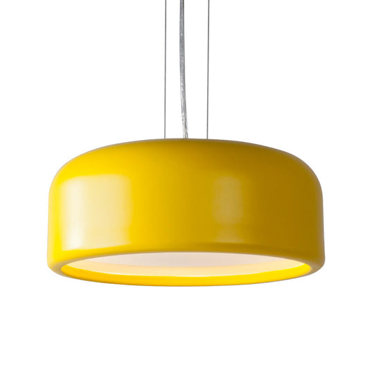 Modernist 1-Light Bedroom Pendant With Drum Metal Shade And Diffuser 14’/19’/23.5’ Wide -