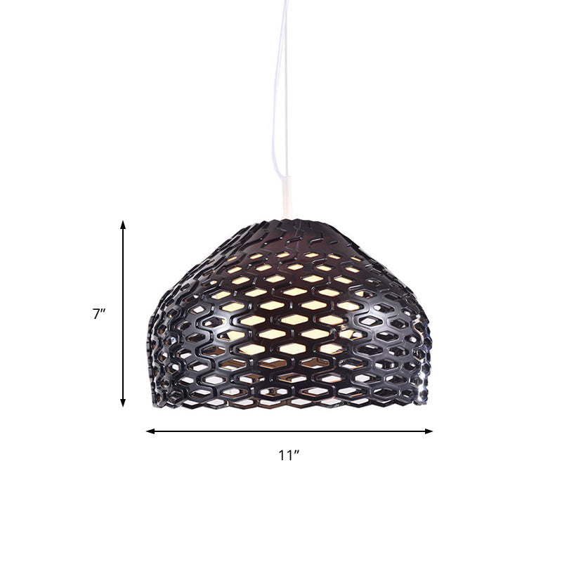 Contemporary Dome Pendant Light: Resin 1-Light White/Black Hanging Lamp For Dining Room