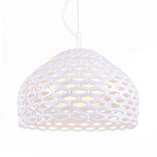 Contemporary Dome Pendant Light: Resin 1-Light White/Black Hanging Lamp For Dining Room