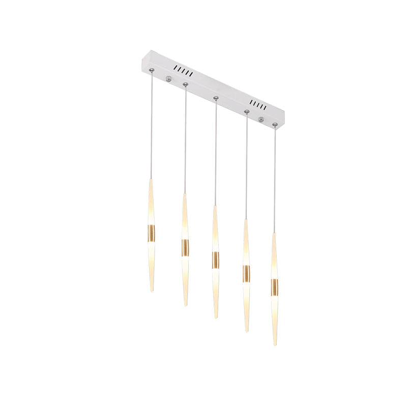 Modernist Acrylic Flute Pendant Light With Cluster Design - 5/6 Lights White Finish Ceiling Hanging
