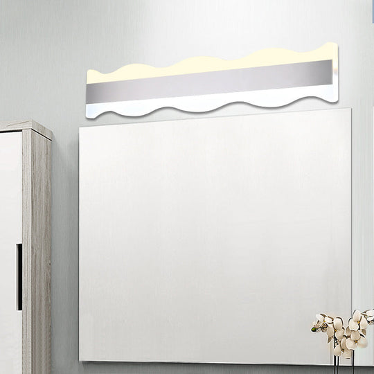 Modern Acrylic Wave Vanity Lighting - Led 16/20 Wide White Sconce Light Fixture White/Warm / 16 Warm