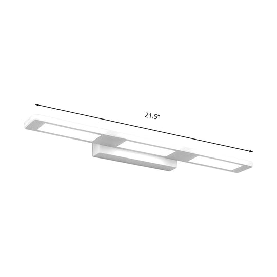 Modern Led Rectangular Acrylic Vanity Wall Light - White/Warm
