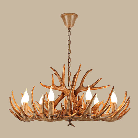 Rustic Antler Shape Resin Chandelier Pendant Light Fixture - Brown’