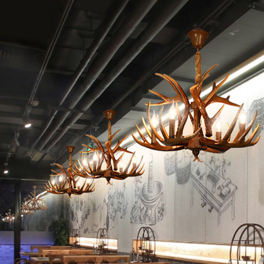 Resin Deer Horn Suspension Light - Traditional Chandelier For Restaurants