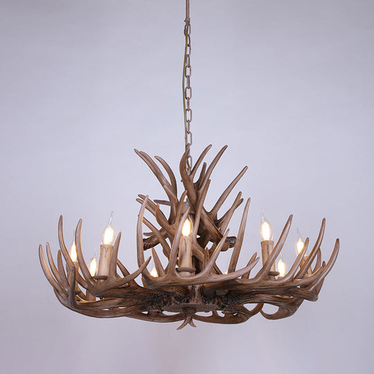 Antler-Shaped Pendant Light: Vintage Resin Chandelier For Restaurant 15 / Brown