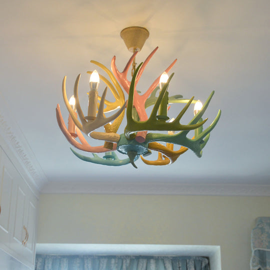 Vintage Resin Deer Horn Chandelier Pendant Light For Restaurants