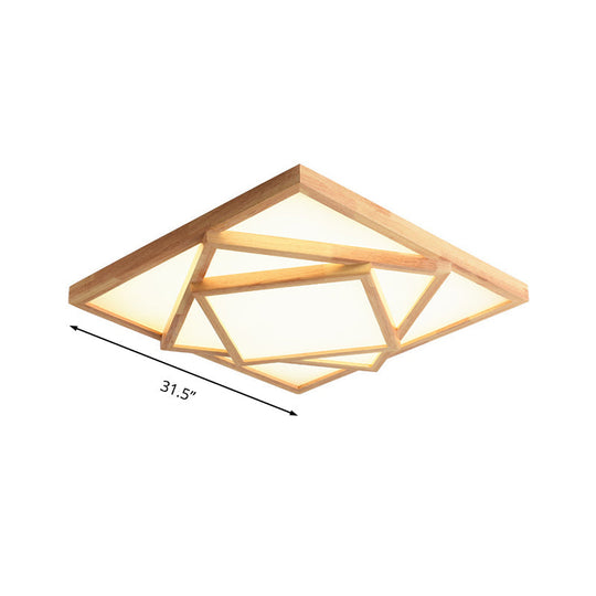 19’/25’/31.5’ Wide Minimalist Wood Beige Led Ceiling Light In White/Warm/Natural - Flush Mount Lamp