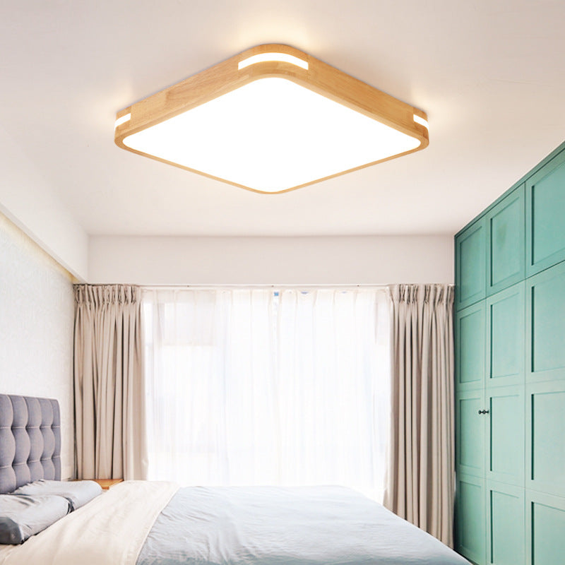 Modern Wood Beige Led Flush Mount Ceiling Light In White/Warm/Natural | Multiple Width Options /