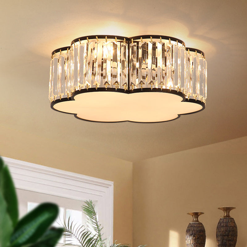 Clear Crystal Floral Flush Mount Ceiling Light For Living Room