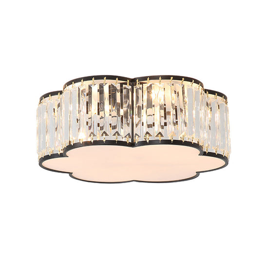 Clear Crystal Floral Flush Mount Ceiling Light For Living Room