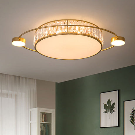 Led Flush Ceiling Light With Clear Crystal Design For Corridors Gold / 26.5