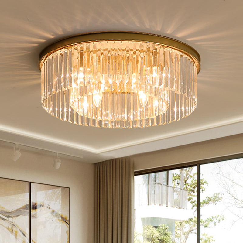 Modern Prismatic Crystal Flush Mount Ceiling Light For Living Room