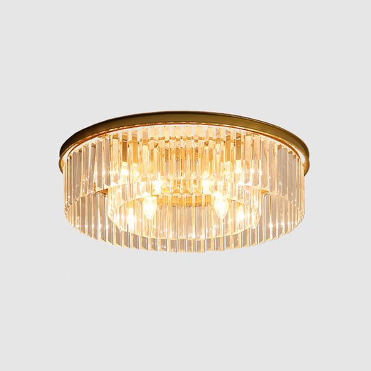 Modern Prismatic Crystal Flush Mount Ceiling Light For Living Room 16 / Gold