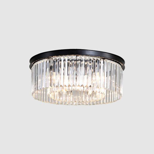 Modern Prismatic Crystal Flush Mount Ceiling Light For Living Room 12 / Black