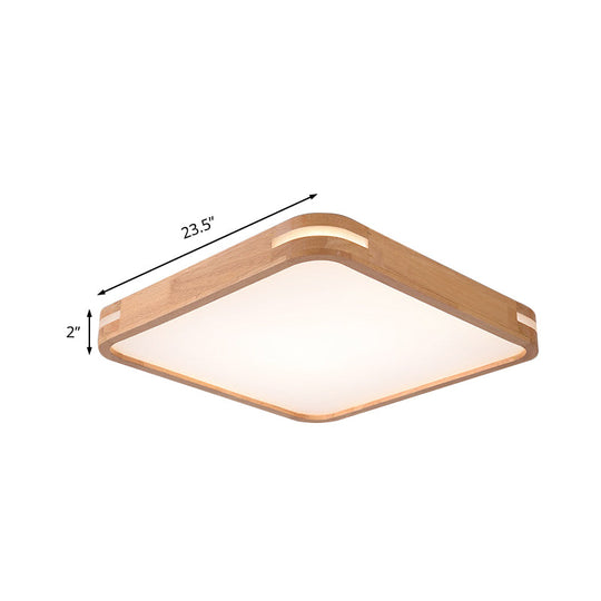 Modern Wood Beige Led Flush Mount Ceiling Light In White/Warm/Natural | Multiple Width Options