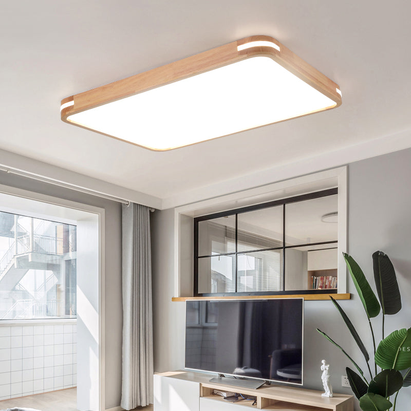 Contemporary Wood Led Flush Mount Lamp (23.5’/31.5’/37.5’) - White/Warm/Natural Light Acrylic