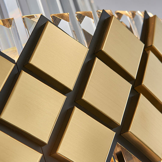 Modern Gold Crystal Round Suspension Chandelier For Living Room