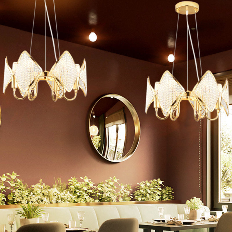 Postmodern Metal Chandelier With Rhombus Crystal Shade For Living Room Ceiling Lighting Gold / 1