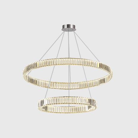 Modern Led Circle Chandelier Pendant Light For Living Room Silver / 2 Tiers 31.5’