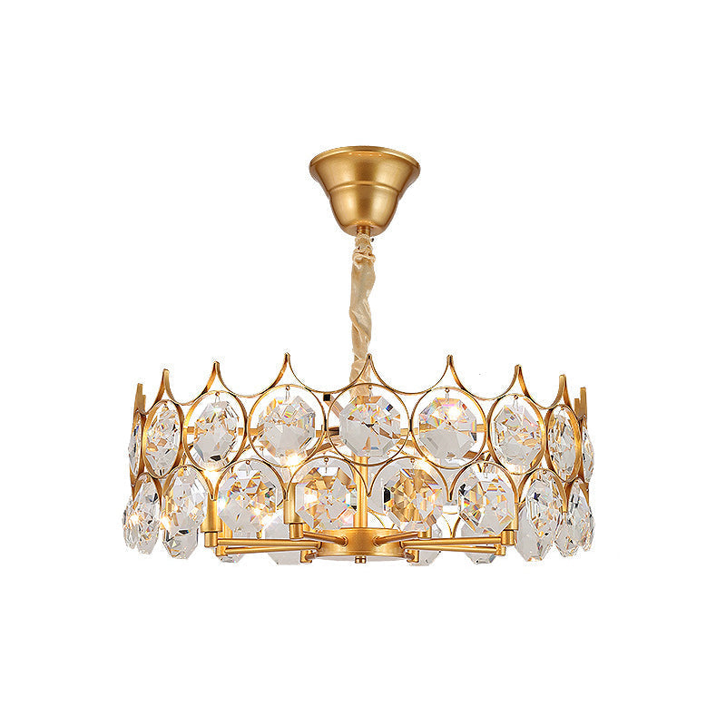 Modern Gold Geometric Crystal Chandelier Pendant Light / Small Round