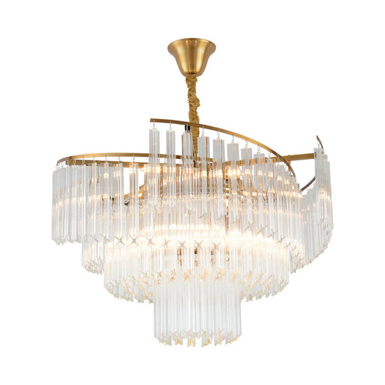 Clear Crystal Postmodern Gold Chandelier For Layered Living Room Ceiling Lighting