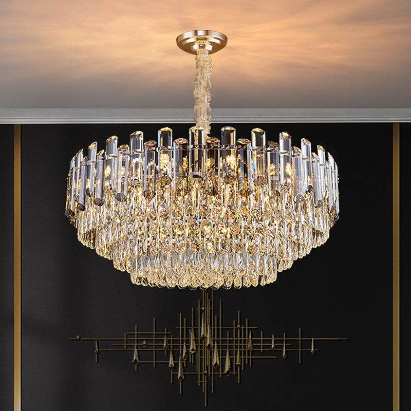 Modern Multi-Tiered Living Room Chandelier With K9 Crystal Simplicity - Clear Pendant Light Fixture