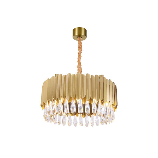 Oval Crystal Drip Pendant Chandelier - Simplicity Light Fixture For Living Rooms Gold / Small Round