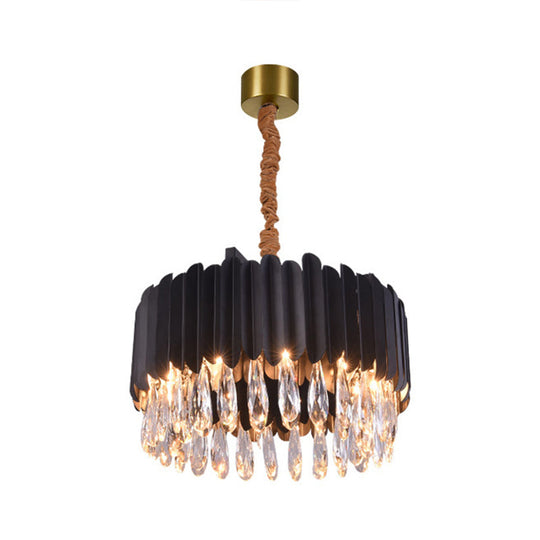 Oval Crystal Drip Pendant Chandelier - Simplicity Light Fixture For Living Rooms Black / Medium