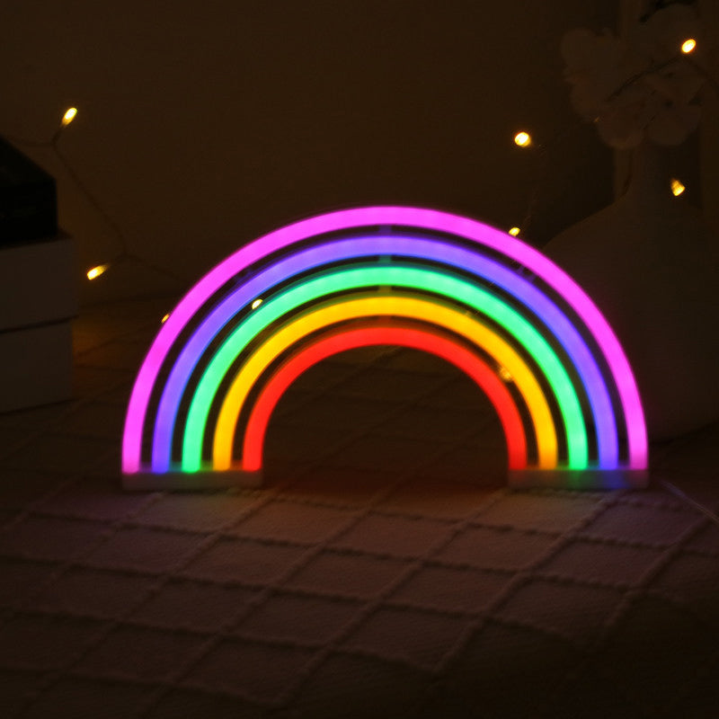 Cartoon Led Table Light: Artistic Plastic Lamp For Bedroom With Battery Power - Neon Wall Lighting