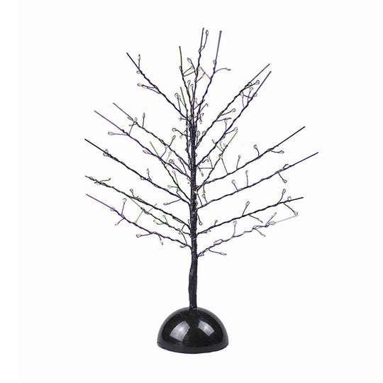 Modern Battery Table Lamp - Tree Shaped Metallic Led Standing Light In Black For Living Room