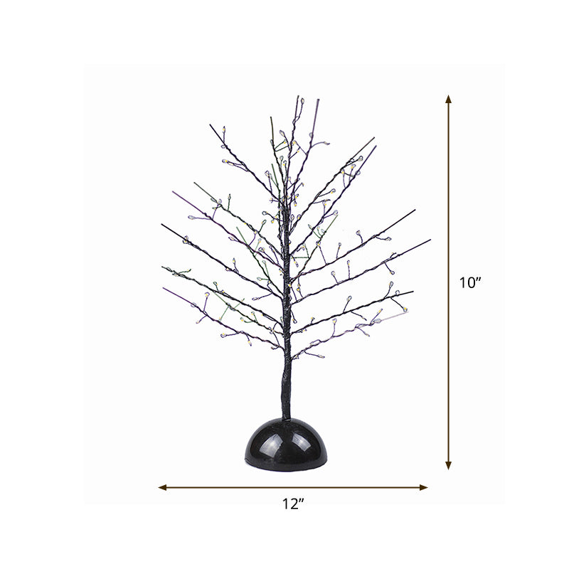 Modern Battery Table Lamp - Tree Shaped Metallic Led Standing Light In Black For Living Room