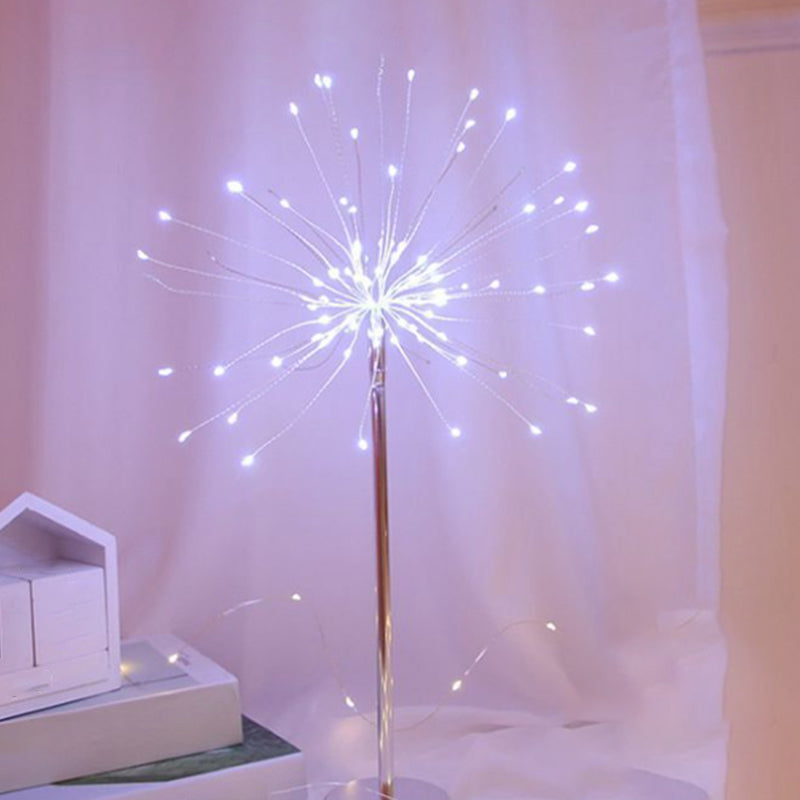 Rose Gold Firework Battery Table Lamp - Modern Led Nightstand Lighting For Girls Bedroom / White