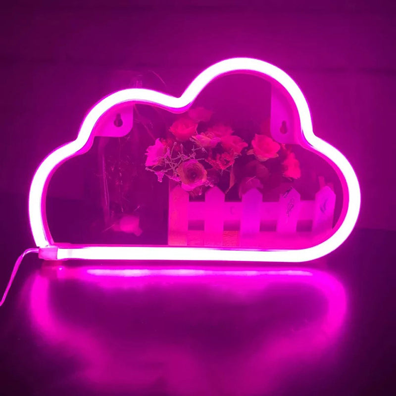 Kids Bedroom Plastic Cloud Wall Light - White Led Night Lighting Idea / Battery Pink