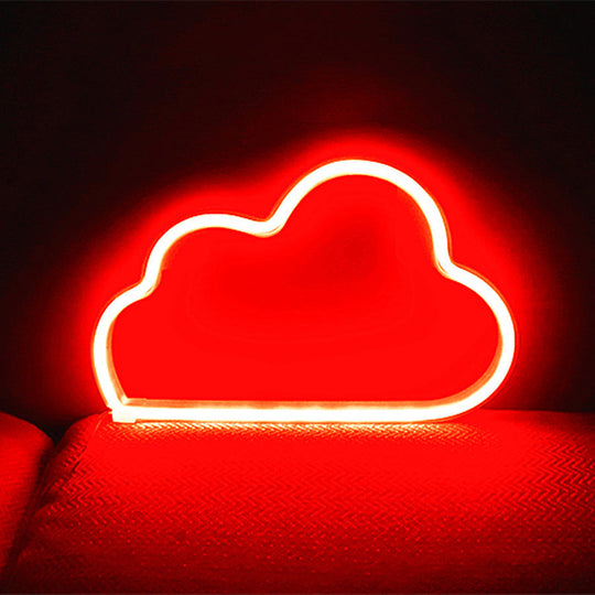 Kids Bedroom Plastic Cloud Wall Light - White Led Night Lighting Idea / Battery Red