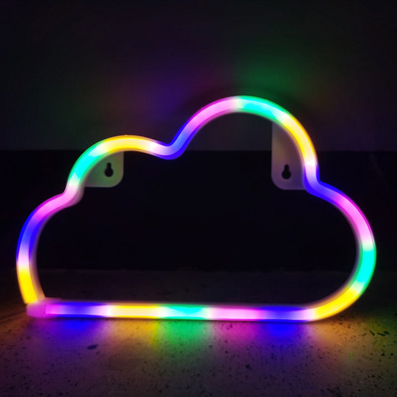 Kids Bedroom Plastic Cloud Wall Light - White Led Night Lighting Idea / Battery Multi Color