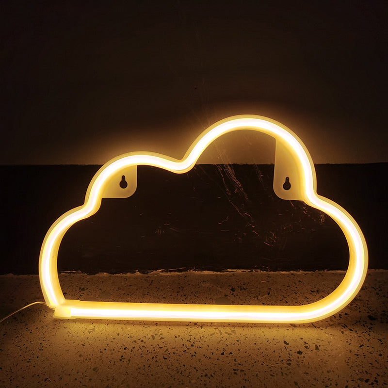 Kids Bedroom Plastic Cloud Wall Light - White Led Night Lighting Idea / Battery Warm