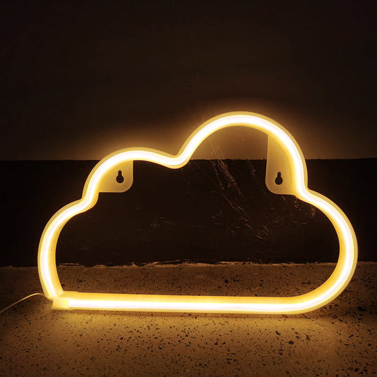 Kids Bedroom Plastic Cloud Wall Light - White Led Night Lighting Idea / Battery Warm