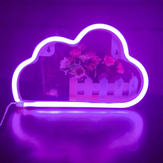 Kids Bedroom Plastic Cloud Wall Light - White Led Night Lighting Idea / Battery Purple