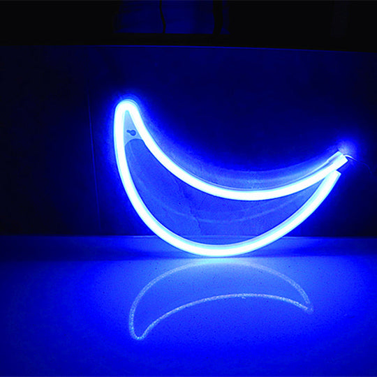 Crescent Shaped Battery-Powered Led Wall Light - Decorative White Night Lighting / Battery Blue