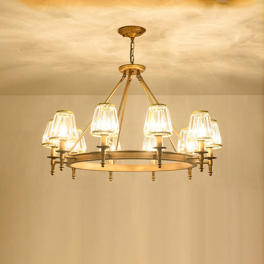 Classic Cone Crystal Prism Chandelier For Living Room Ceiling